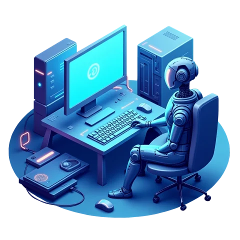 Roboter symbolisiert moderne Computerhilfe und IT-Support bei Computerhilfe-24.at